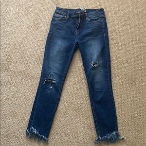 Free People Ripped Skinny Jean with Frayed Bottom